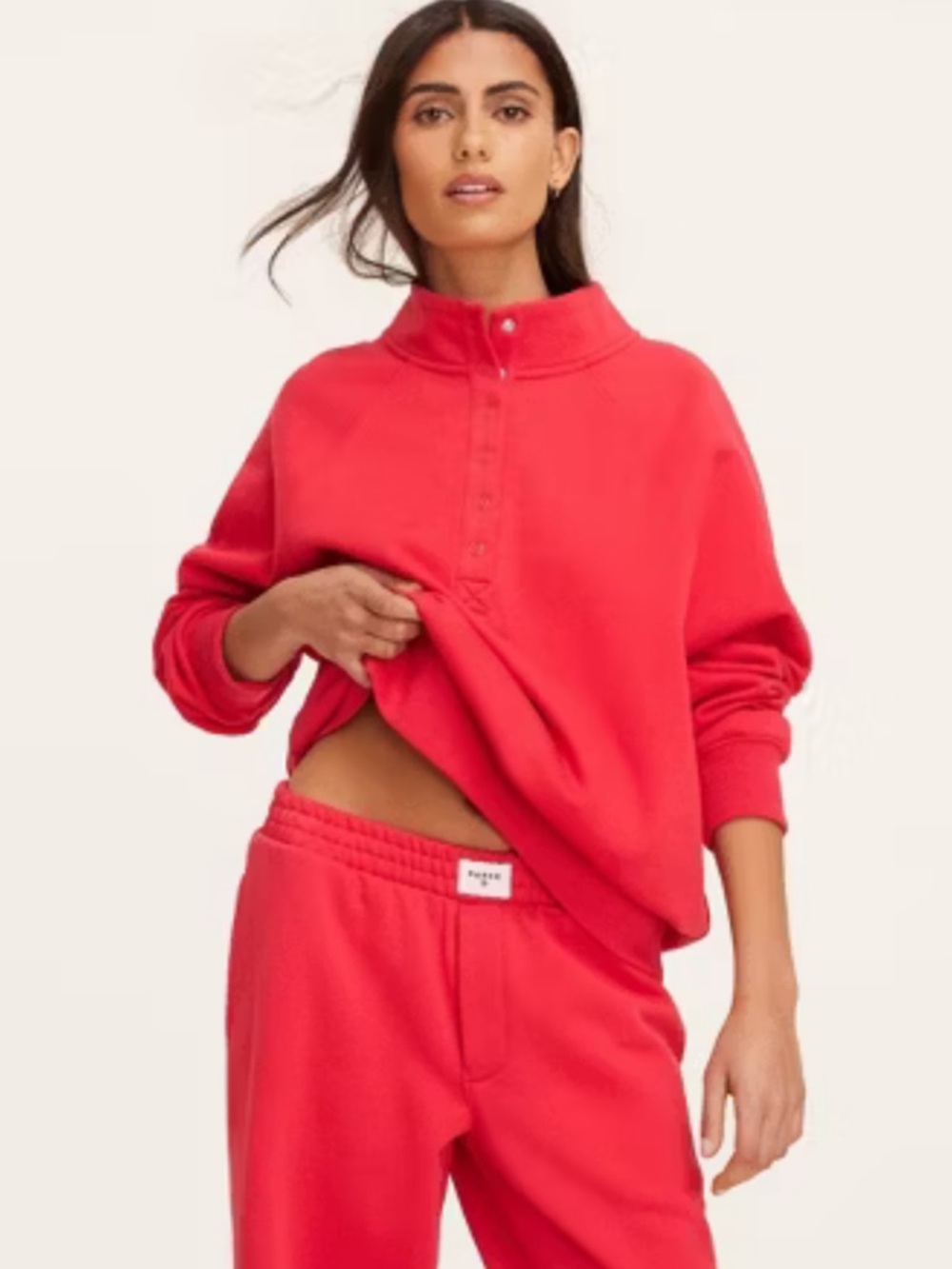 💗 Parke x Target Women's Snap Mockneck Popover Sweatshirt Red NWT Size XXS/XS